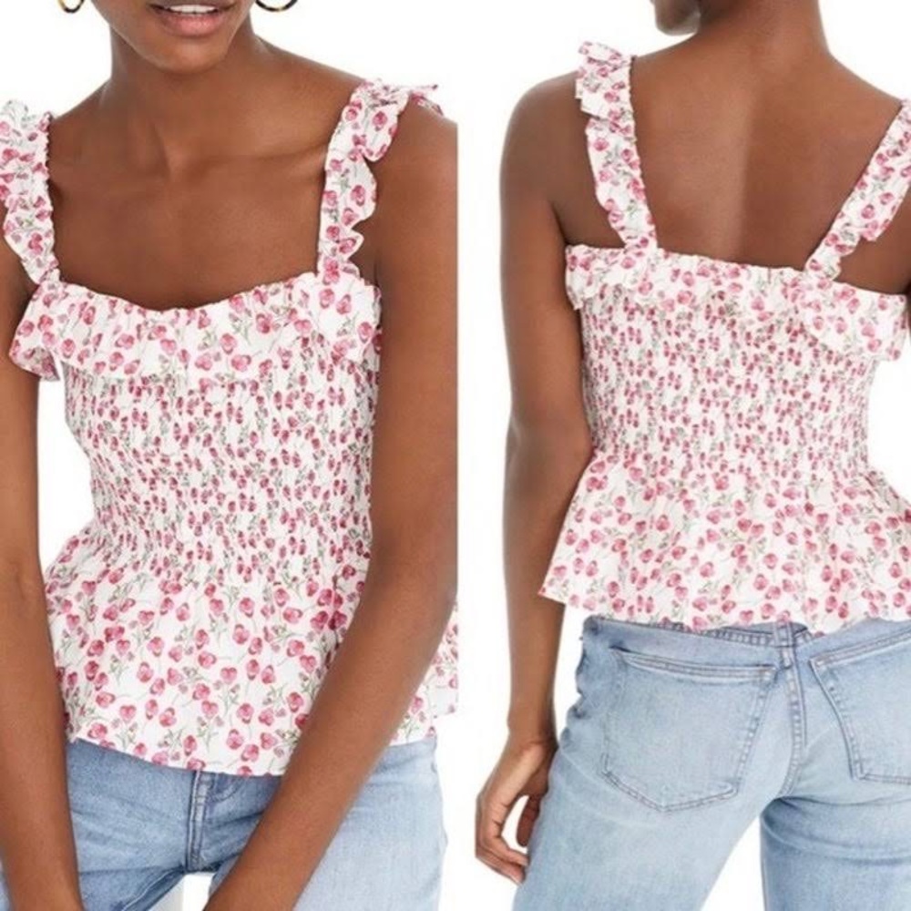J. Crew Smocked ruffle top in Liberty Ros floral